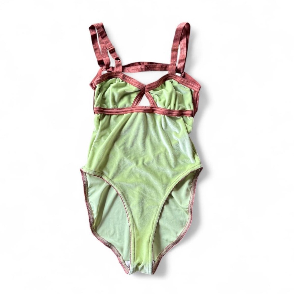 Solstice Intimates Velvet Lime and Brown Bodysuit
